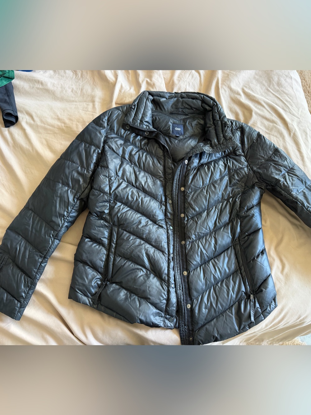 GAP Black Quilted Puffer Jacket with Hood